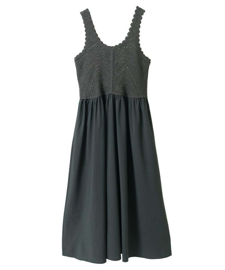 Green Parks「・SUGAR SPOON クロシェキリカエワンピース」|ワンピース|Charcoal Gray