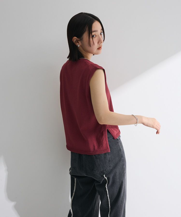 Green Parks「・Petit Fleur ノースリリネンライクニット」|ニット・セーター|