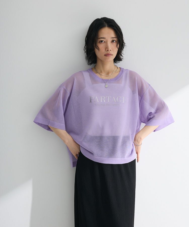 Green Parks「アソートロゴ半袖シアーニットプルオーバー」|ニット・セーター|Purple