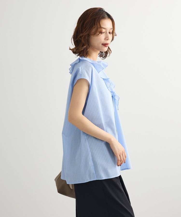Green Parks「ノースリーブストライプフリルブラウス」|シャツ・ブラウス|