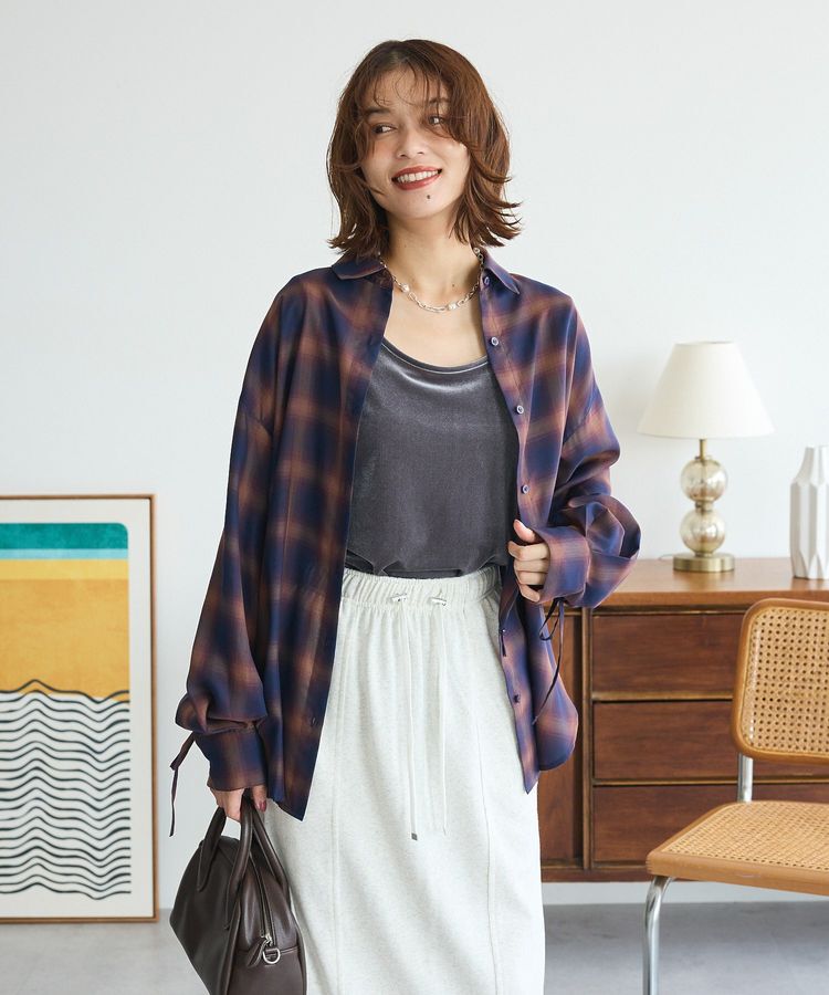 Green Parks「・ELENCARE DUE チェックギャザーシャツ」|シャツ・ブラウス|