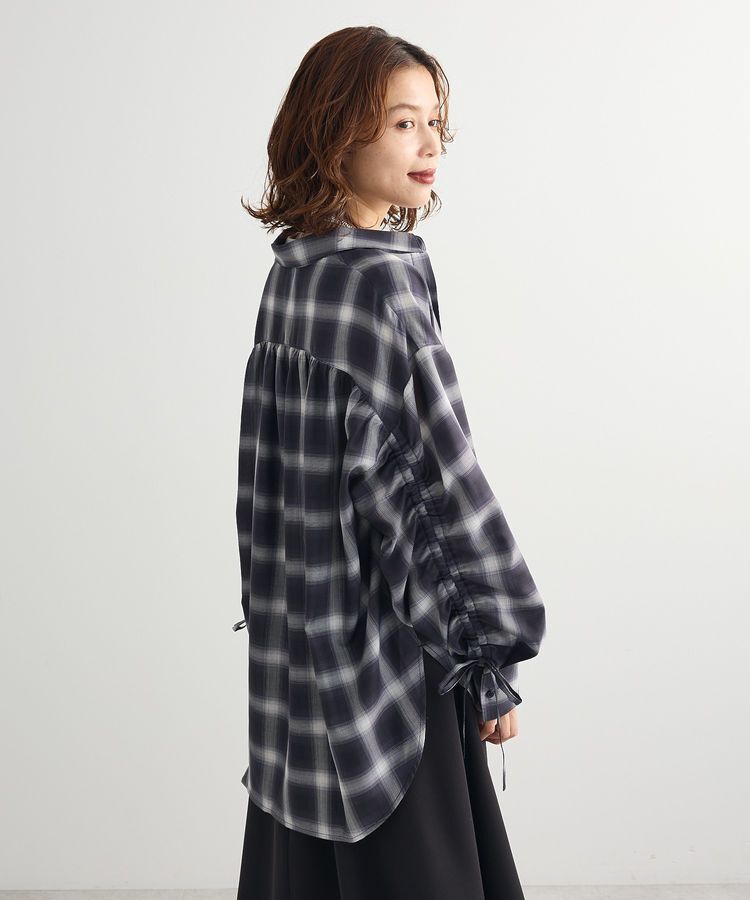 Green Parks「・ELENCARE DUE チェックギャザーシャツ」|シャツ・ブラウス|
