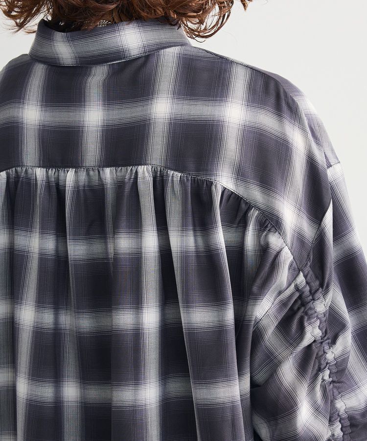 Green Parks「・ELENCARE DUE チェックギャザーシャツ」|シャツ・ブラウス|