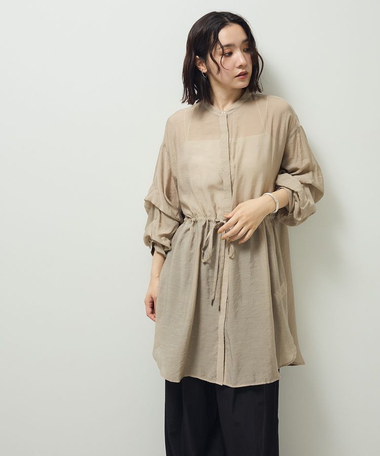 Green Parks「バンドカラー比翼タック袖チュニック」|チュニック|