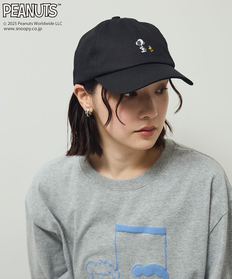Green Parks「■PEANUTS スヌーピーミニ刺繍キャップ」|その他|Black