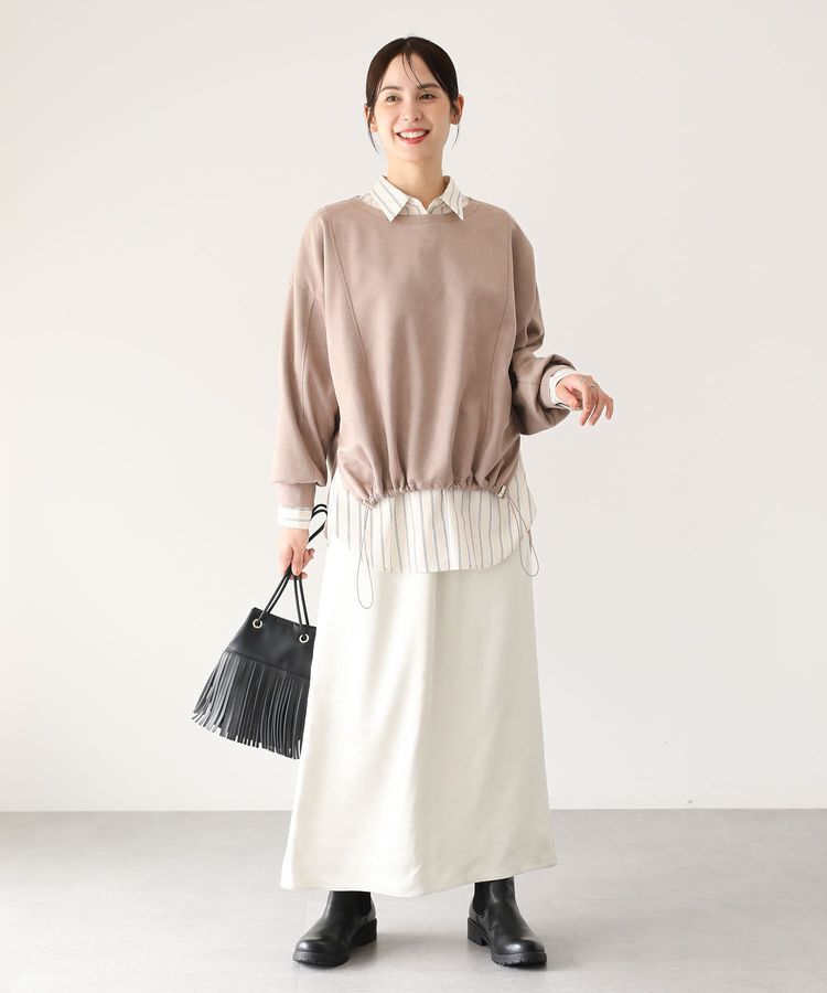 Green Parks「なめらかタッチスウェード調ドロストプルオーバー」|Tシャツ・カットソー|