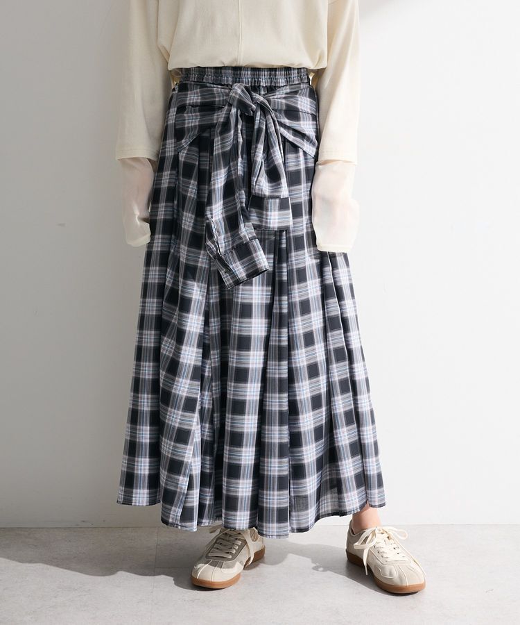 Green Parks「【しゃれシャツ】イージーケアチェックボリュームスカート」|フレア|