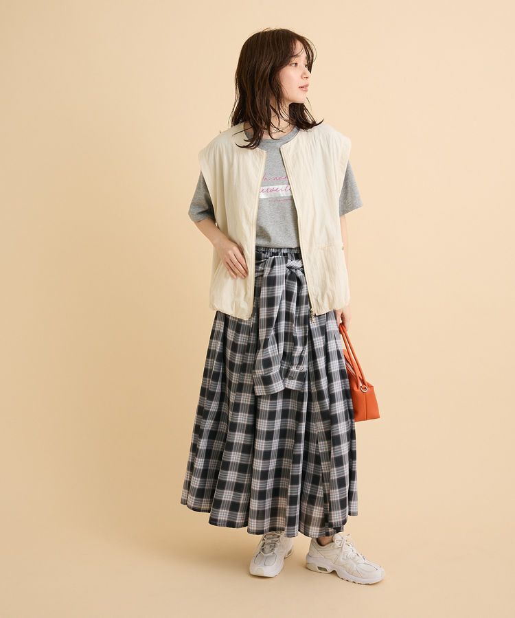 Green Parks「【しゃれシャツ】イージーケアチェックボリュームスカート」|フレア|