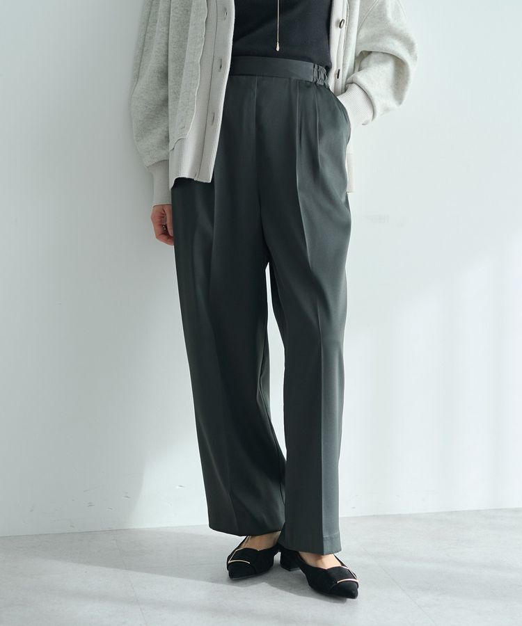 YECCA VECCA「裏起毛サテンリラックスパンツ」|その他|Charcoal Gray