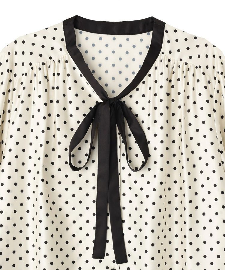 YECCA VECCA「ドットパネル柄リボンブラウス」|シャツ・ブラウス|