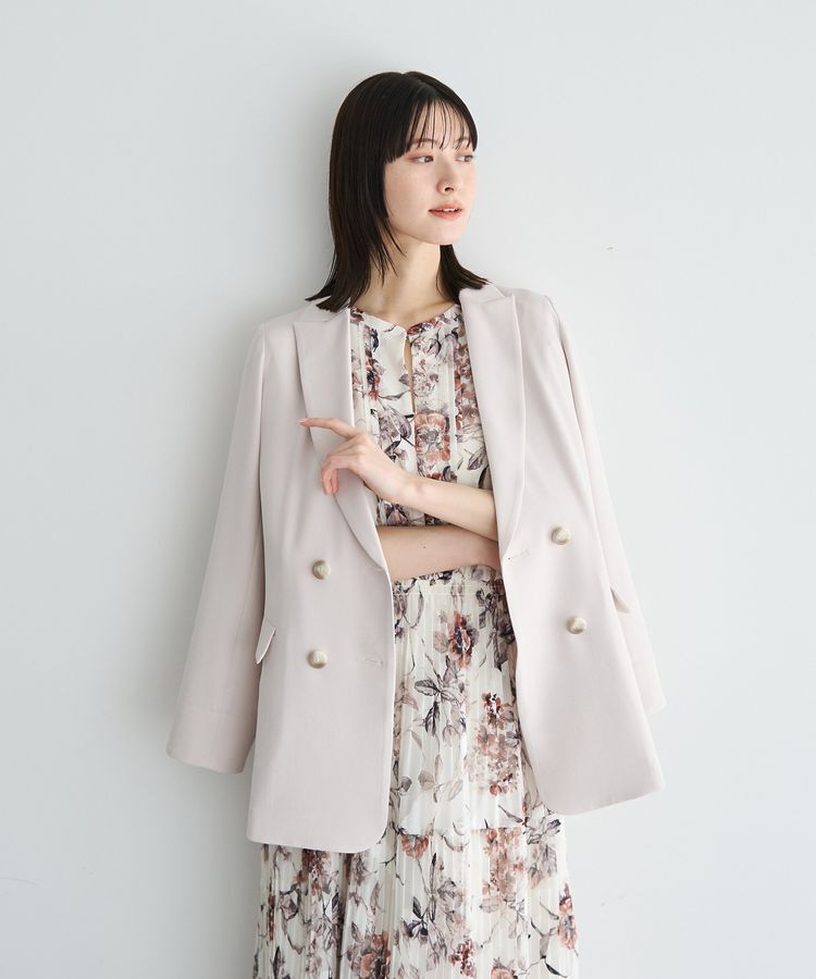 YECCA VECCA「フラワー柄シアープリーツワンピース」|ワンピース|