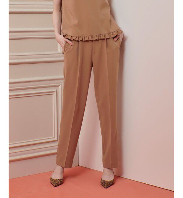 LOULOU WILLOUGHBY「【LOULOU WILLOUGHBY】ハイバックテーパードパンツ」|チノ|キャメル