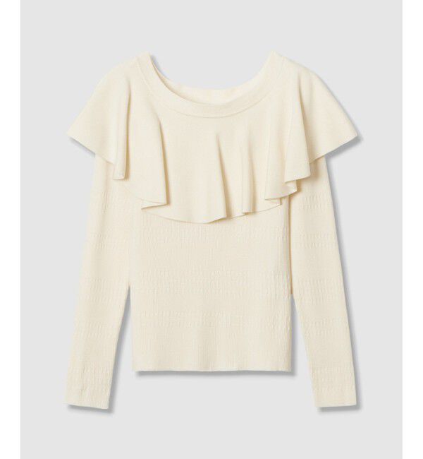 LOULOU WILLOUGHBY「【LOULOU WILLOUGHBY】ラッフルオフショルプルオーバー」|ニット・セーター|