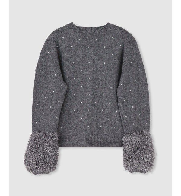 allureville「エンブロイダリードットフェイクファーカフスカーディガン」|カーディガン|