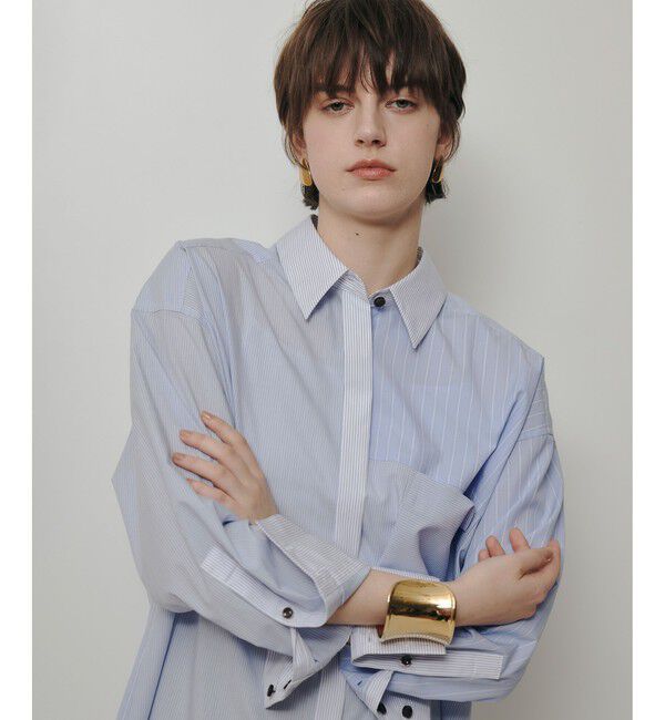 allureville「クレイジーストライプシャツ」|シャツ・ブラウス|ライトブルー