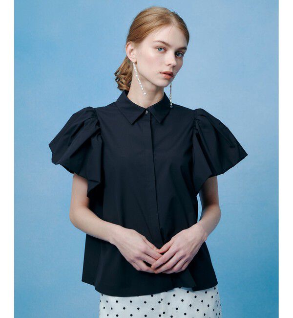 LOULOU WILLOUGHBY「【LOULOU WILLOUGHBY】バルーンスリーブシャツブラウス」|シャツ・ブラウス|ブラック