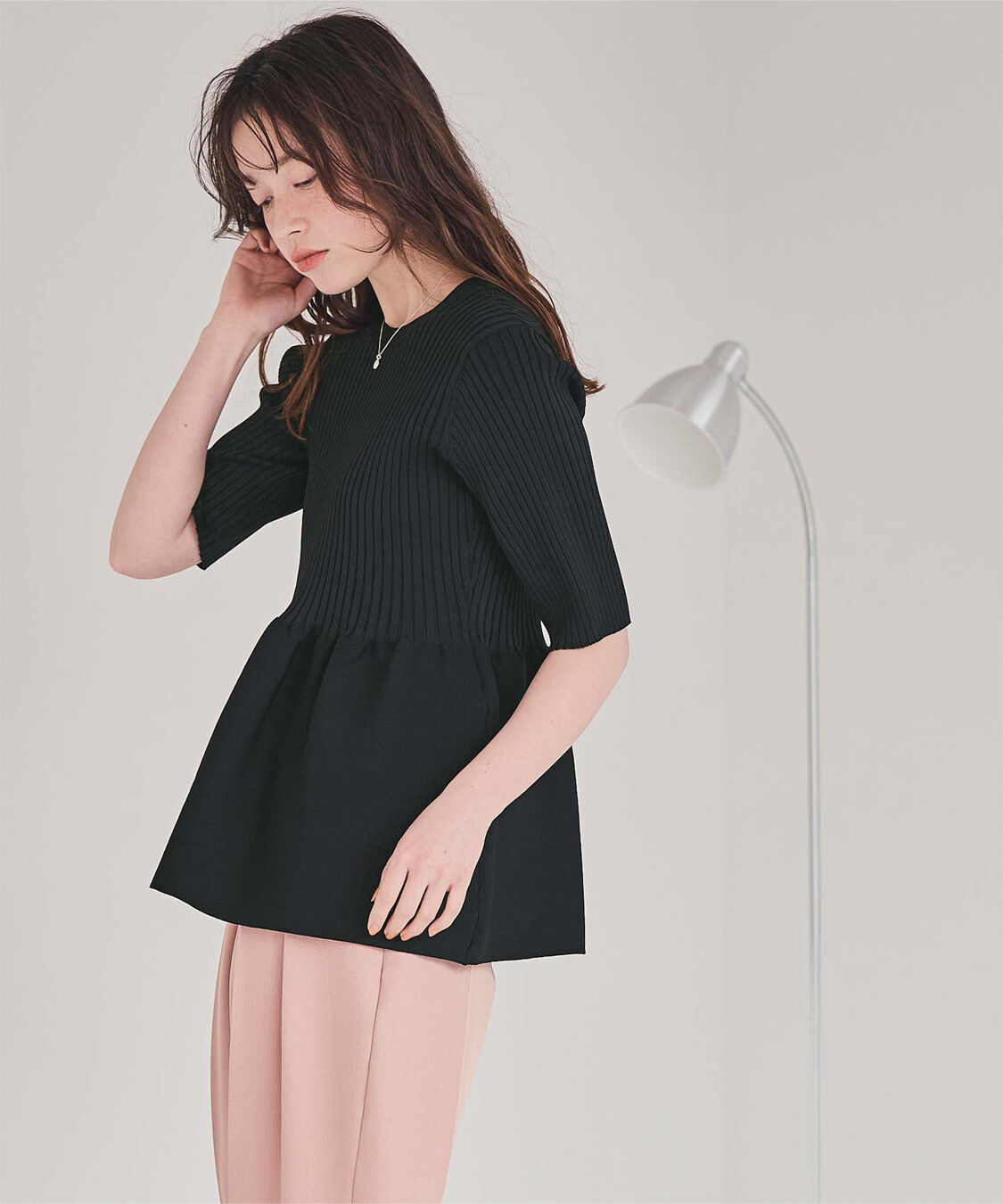 titivate「前後2wayハーフスリーブペプラムニットトップス」|ニット・セーター|