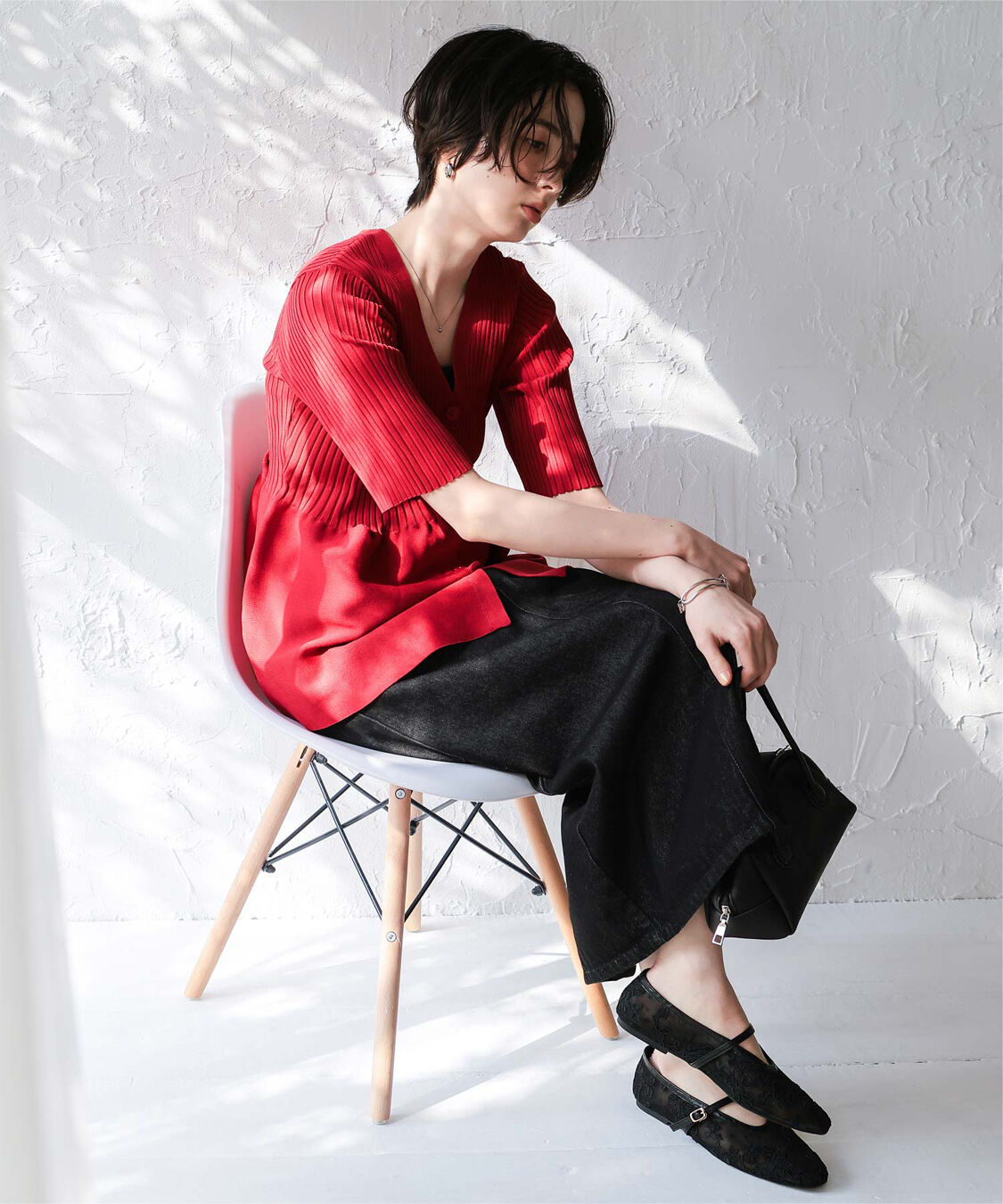 titivate「前後2wayハーフスリーブペプラムニットトップス」|ニット・セーター|