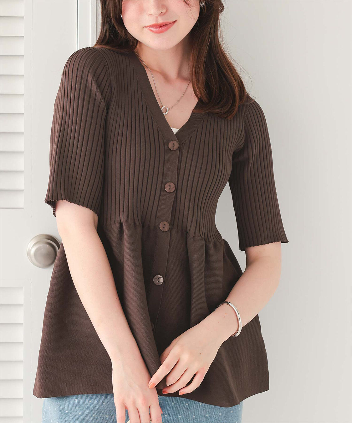 titivate「前後2wayハーフスリーブペプラムニットトップス」|ニット・セーター|