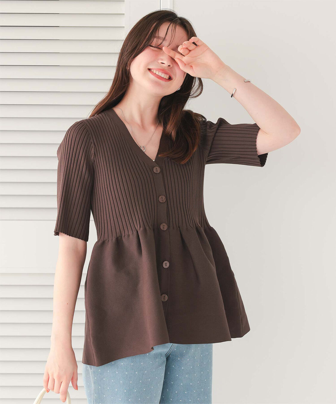 titivate「前後2wayハーフスリーブペプラムニットトップス」|ニット・セーター|