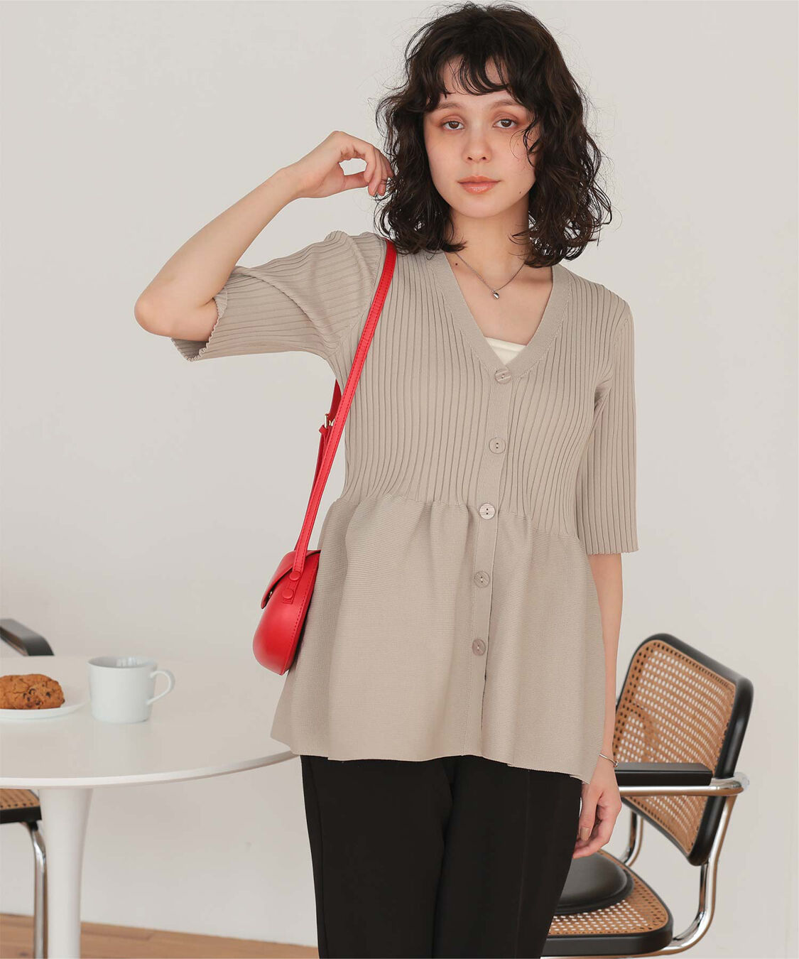 titivate「前後2wayハーフスリーブペプラムニットトップス」|ニット・セーター|