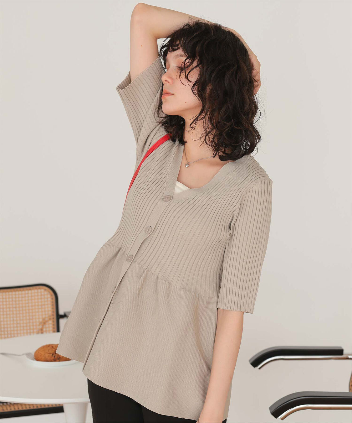 titivate「前後2wayハーフスリーブペプラムニットトップス」|ニット・セーター|