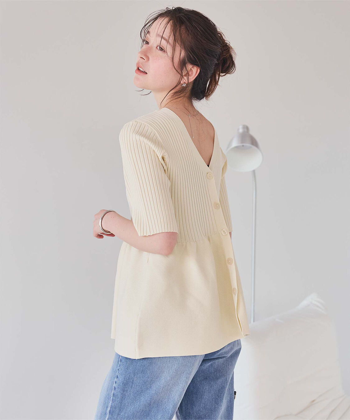 titivate「前後2wayハーフスリーブペプラムニットトップス」|ニット・セーター|
