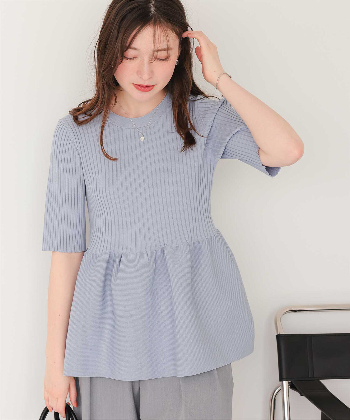 titivate「前後2wayハーフスリーブペプラムニットトップス」|ニット・セーター|