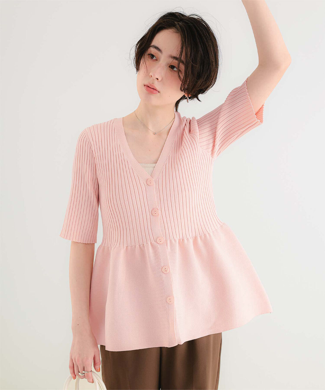 titivate「前後2wayハーフスリーブペプラムニットトップス」|ニット・セーター|