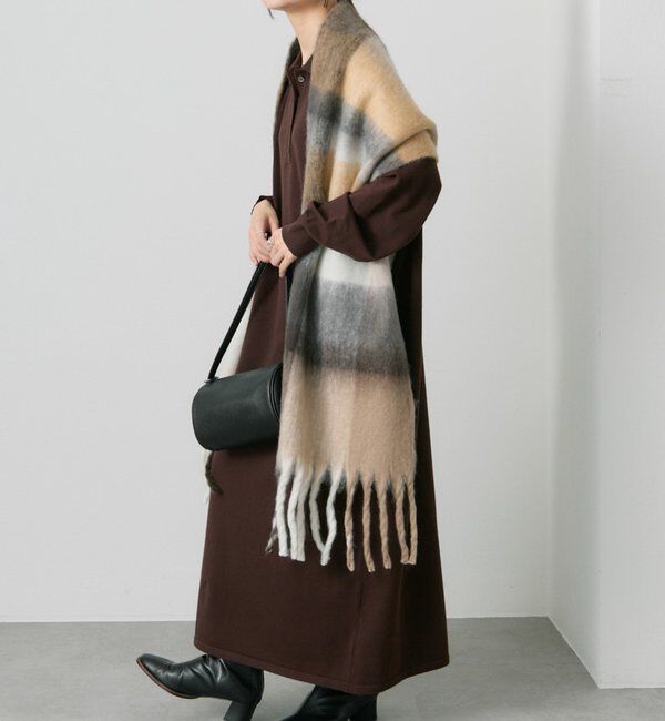  「起毛フェイクウールチェックマフラー」|ストール|