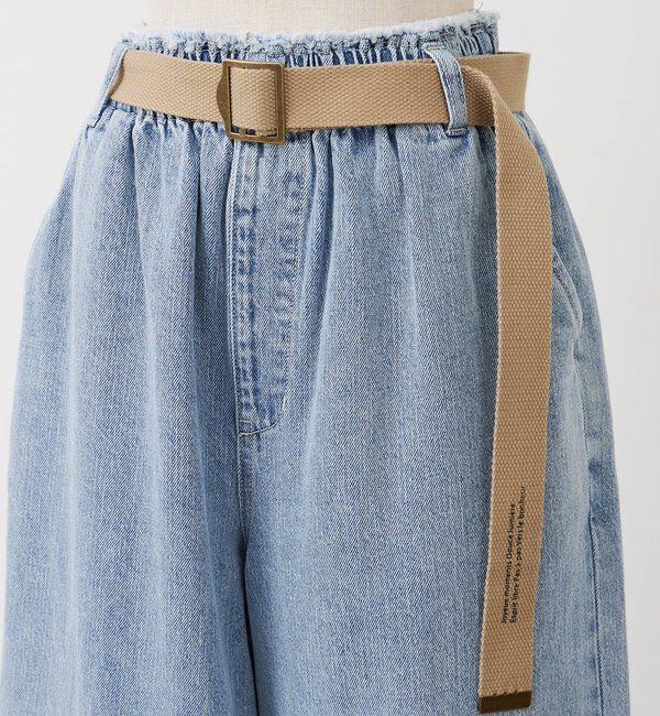 「ベルト付き綿麻デニムパンツ」|デニム|
