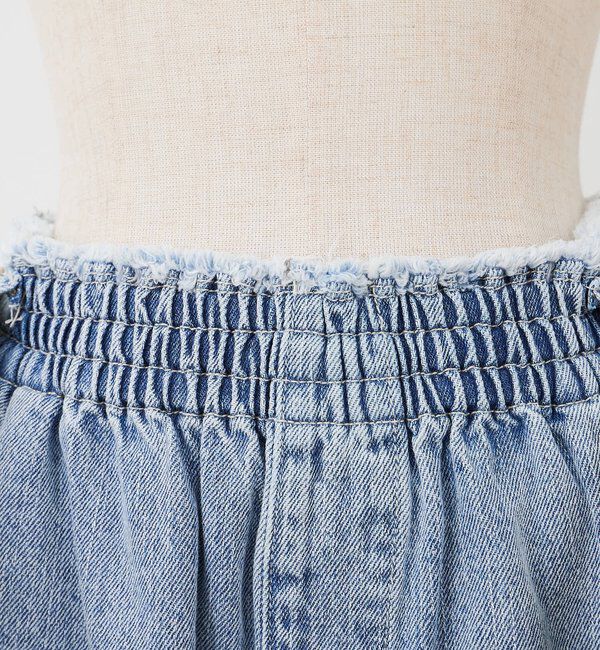  「ベルト付き綿麻デニムパンツ」|デニム|