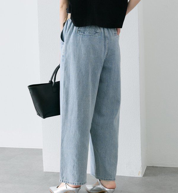  「ベルト付き綿麻デニムパンツ」|デニム|