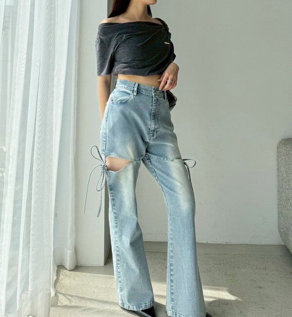  「サイドあき美脚ストレッチデニム」|その他|