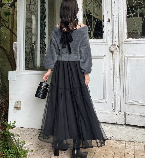  「後ろリボン2wayニットSETワンピ」|ワンピース|