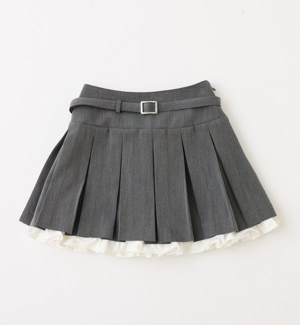  「ベルト付きレイヤードプリーツミニスカート」|スカート|
