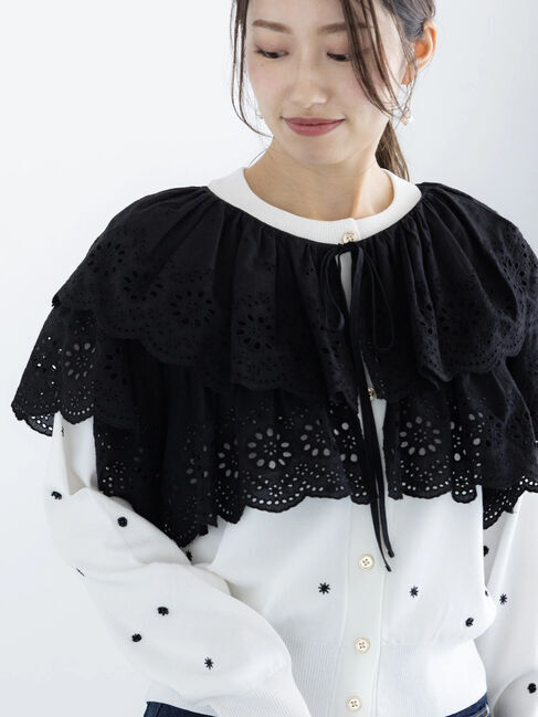 Te chichi「カットワークレースレイヤードボレロ」|シャツ・ブラウス|ブラック