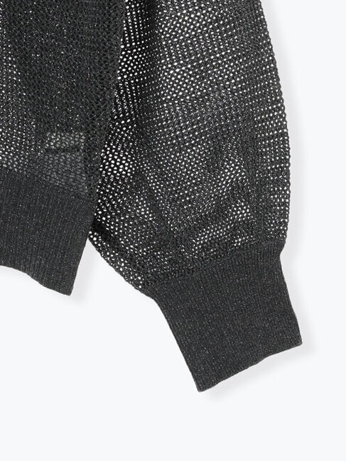 Lugnoncure「ラメ混メッシュ編みジップカーディガン」|カーディガン|