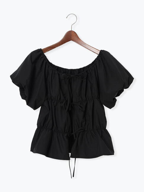 Te chichi TERRASSE「◎ボリューム袖前後2WAYシャーリングブラウス」|シャツ・ブラウス|ブラック