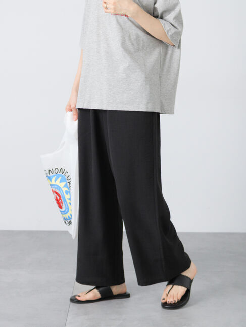 Lugnoncure「【接触冷感】麻調イージーパンツ」|その他|ブラック