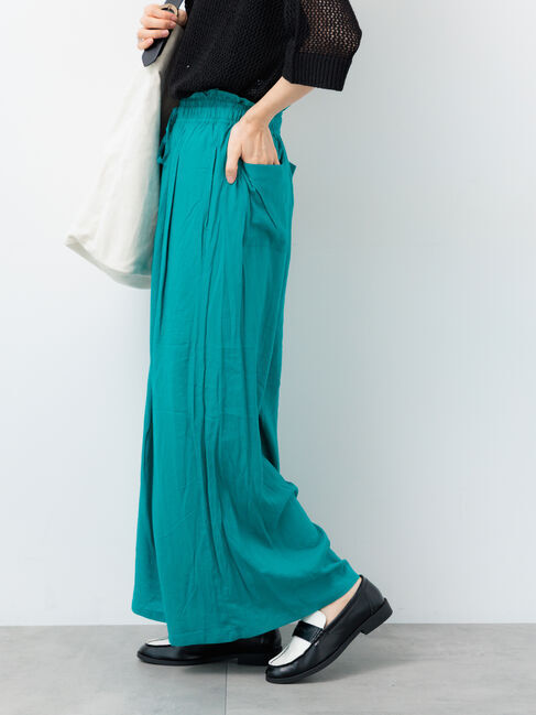 Lugnoncure「麻レーヨンワイドイージーパンツ」|その他|ターコイズブルー