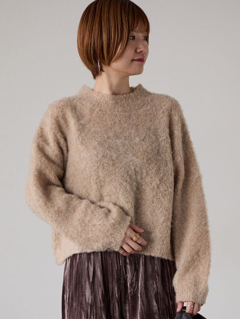 Lugnoncure「ブークレクロップドニット」|ニット・セーター|ベージュ