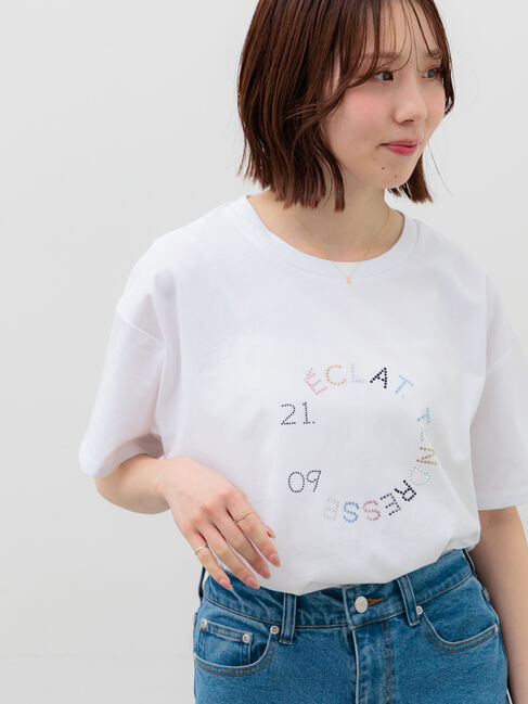 Te chichi「ラインストーンサークルロゴTシャツ」|Tシャツ・カットソー|オフホワイト