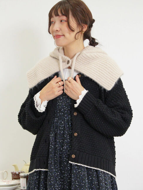 Samansa Mos2「ラーベン編み前後2WAYニット」|カーディガン|