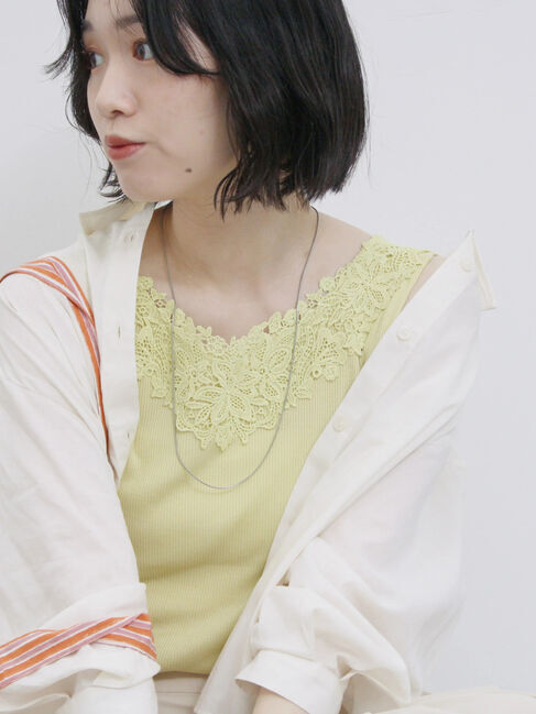 Samansa Mos2 blue「ショート丈シャーリングブラウス」|シャツ・ブラウス|