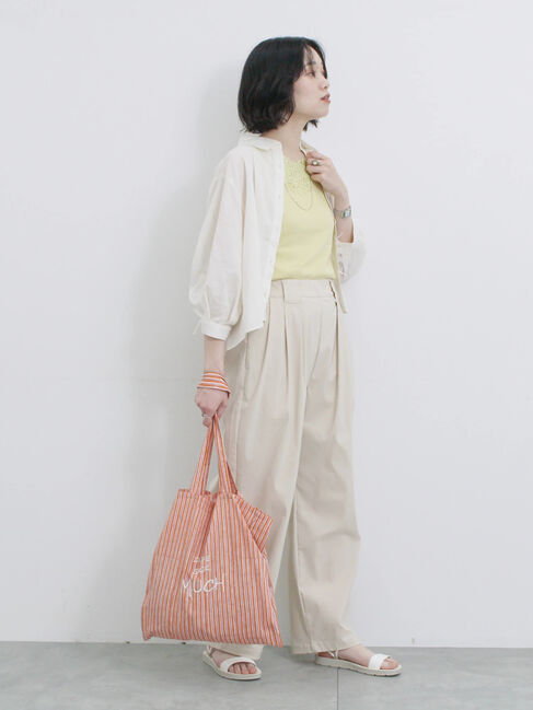 Samansa Mos2 blue「ショート丈シャーリングブラウス」|シャツ・ブラウス|