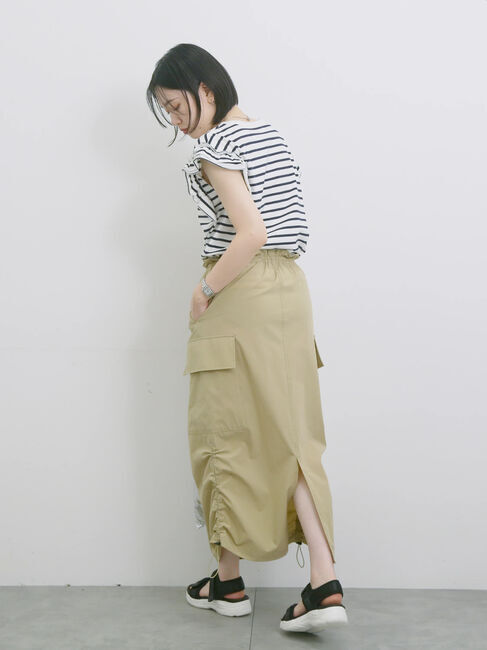 Samansa Mos2 blue「ナイロンカーゴスカート」|スカート|