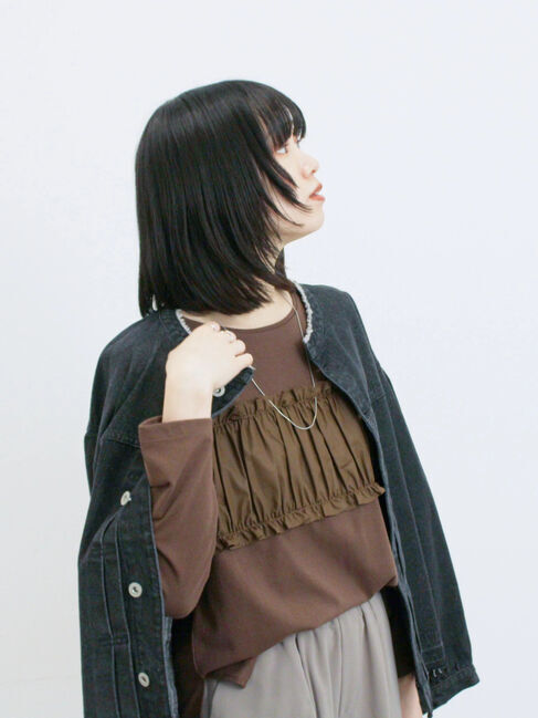 Samansa Mos2 blue「ビスチェドッキングカットソー」|Tシャツ・カットソー|