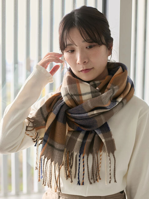 Samansa Mos2 blue「チェックマフラー」|その他|