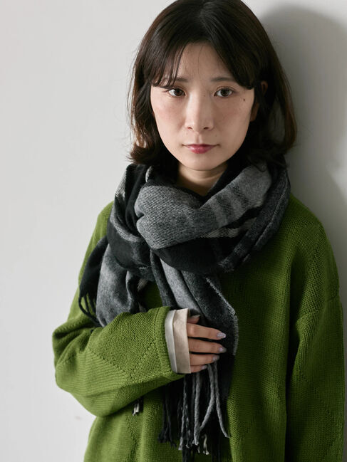 Samansa Mos2 blue「チェックマフラー」|その他|